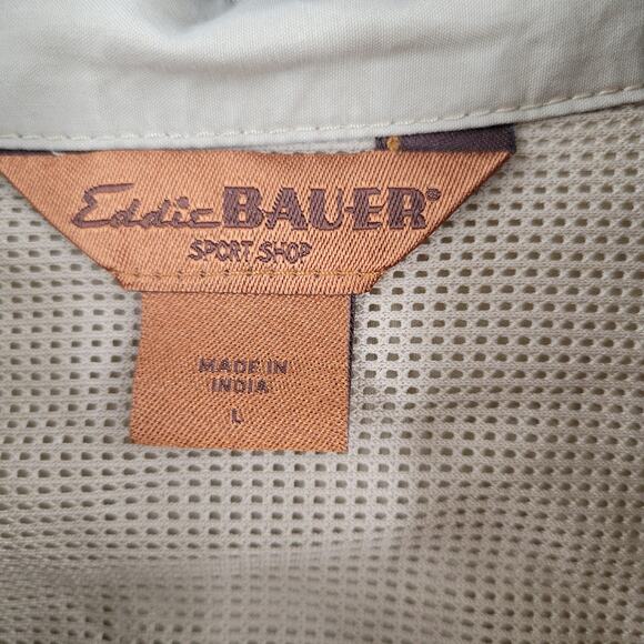 Eddie Bauer sport shop tan button down long sleeve shirt size L - Picture 3 of 6